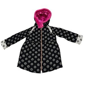 Penelope Mack Girl's Size 5 Full Zip Jacket Hooded Plush Lined Floral Print
